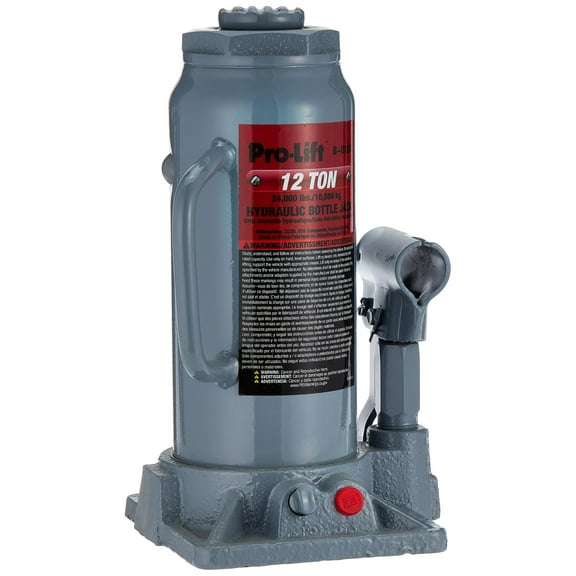 Pro-Lift B-012D Grey Hydraulic Bottle Jack - 12 Ton Capacity CA2
