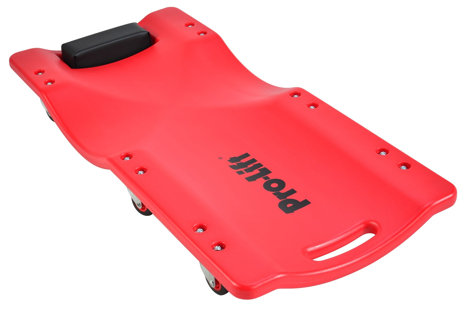 Pro-Lift C-6036 Mechanic Plastic Creeper 36 Inch - Blow Molded Ergonomic HDPE Body with Padded Headrest - 300 Lbs Capacity Red