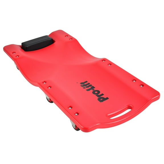 Pro-Lift C-6036 Mechanic Plastic Creeper 36 Inch - Blow Molded Ergonomic HDPE Body with Padded Headrest - 300 Lbs Capacity Red