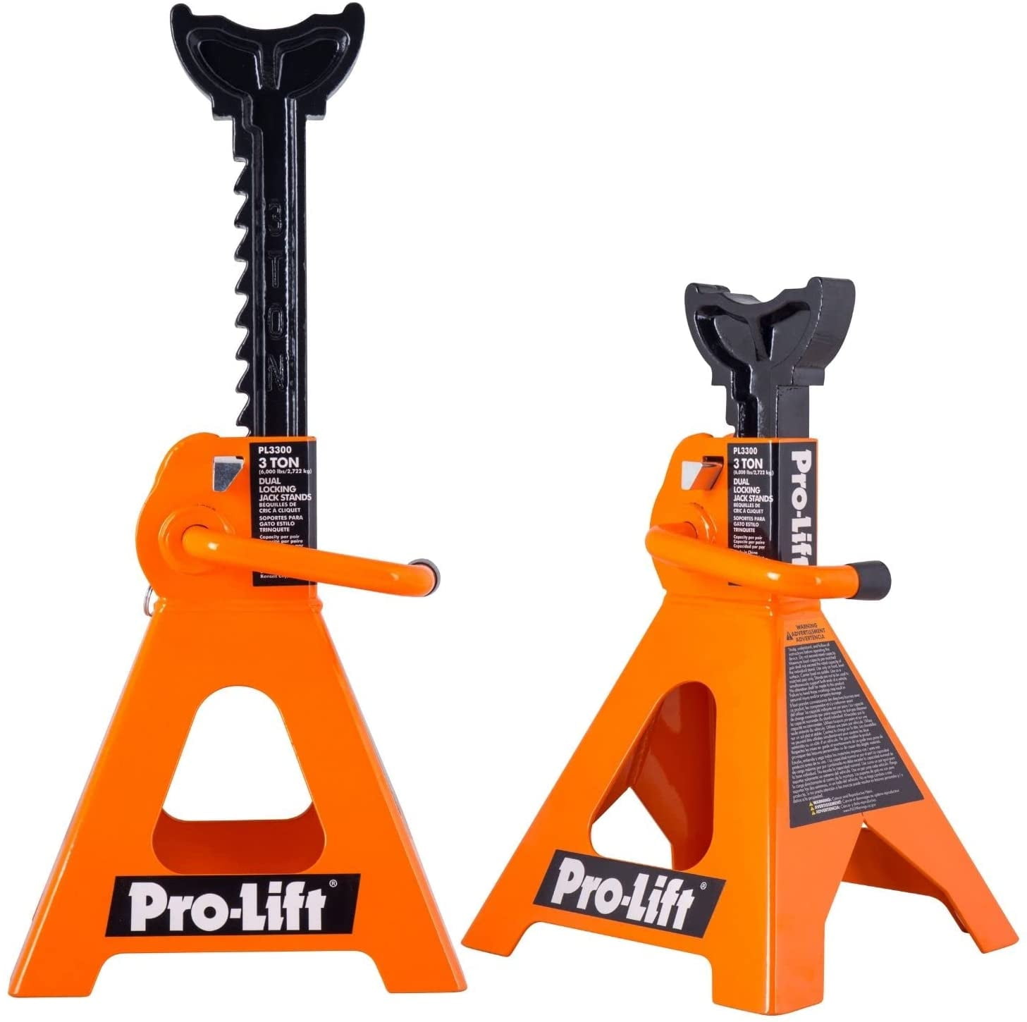 Pro-Lift Heavy Duty Jack Stands – 3 Ton in Pair with Double Pins (Handle Lock and Mobility Pin)