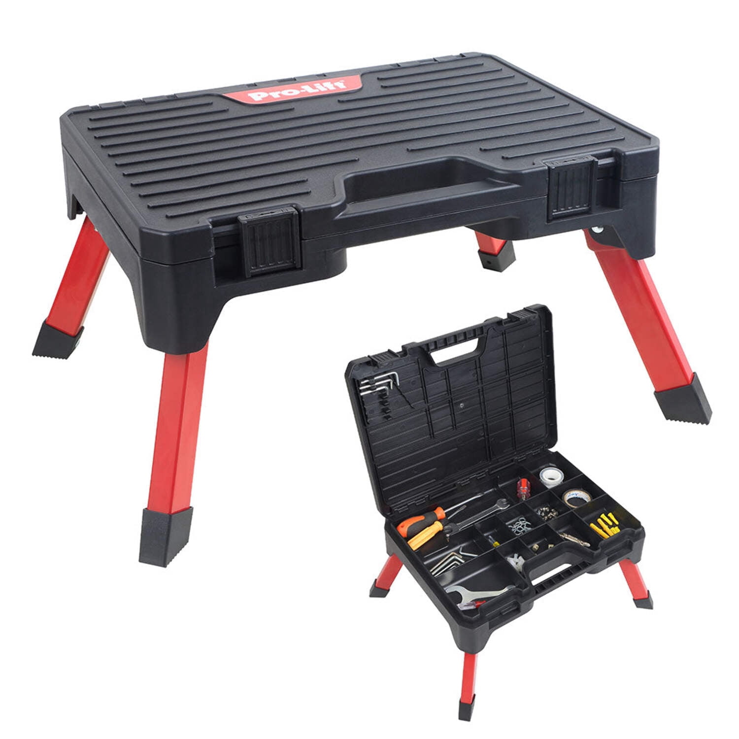 Pro-Lift Portable Storage Step Stool– Non-Slip One Step Stool, Folding ...