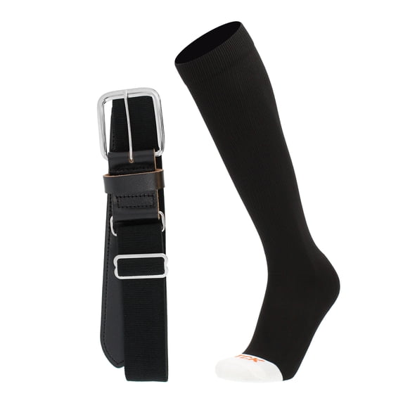 Pro Line Baseball Socks and Belt Combo (Black, Large)