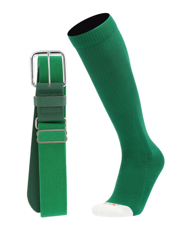 Pro Line Baseball Socks and Belt Combo (Kelly Green, Medium)