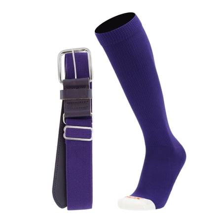 Pro Line Baseball Socks and Belt Combo (Purple, Large)