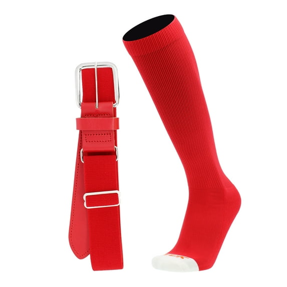 Pro Line Baseball Socks and Belt Combo (Scarlet, Large)