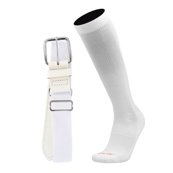 Pro Line Baseball Socks and Belt Combo (White, Small)
