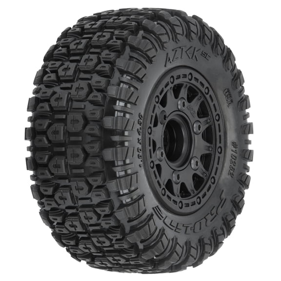 Pro-Line Racing Aztek SC 2.2"/3.0" M2 Medium Tires Mounted on Raid Black 6x30 Removable Hex 12mm & 14mm SC Wheels for Slash 2 Wheel Drive Slash 4x4 ProTrac & Senton 4x4 Front or Rear PRO1026210