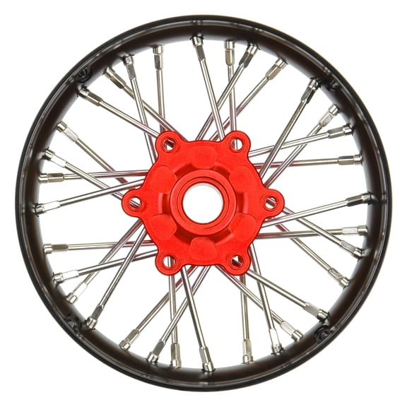 Pro-Line Racing Pro-Spec Aluminum V2 Bead Front Wheel Assembled Black/Red for Losi Promoto-SM PRO284700T2