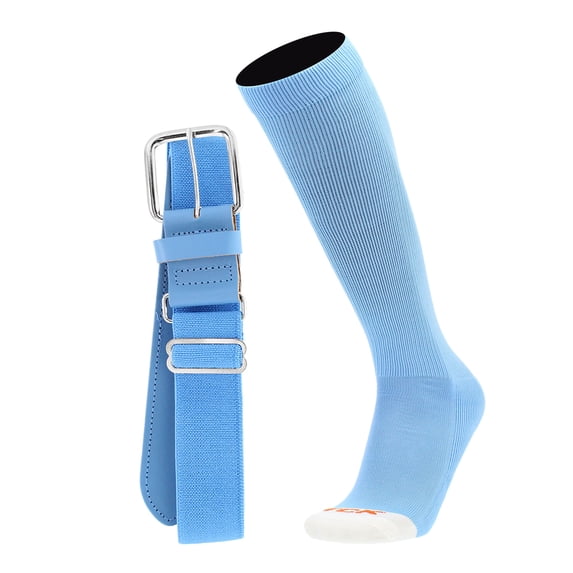 Pro Line Baseball Socks and Belt Combo (Columbia Blue, Medium)