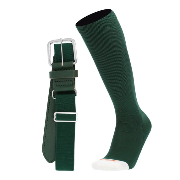 Pro Line Baseball Socks and Belt Combo (Dark Green, Large)