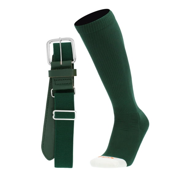 Pro Line Softball Socks and Belt Combo (Dark Green, Small)
