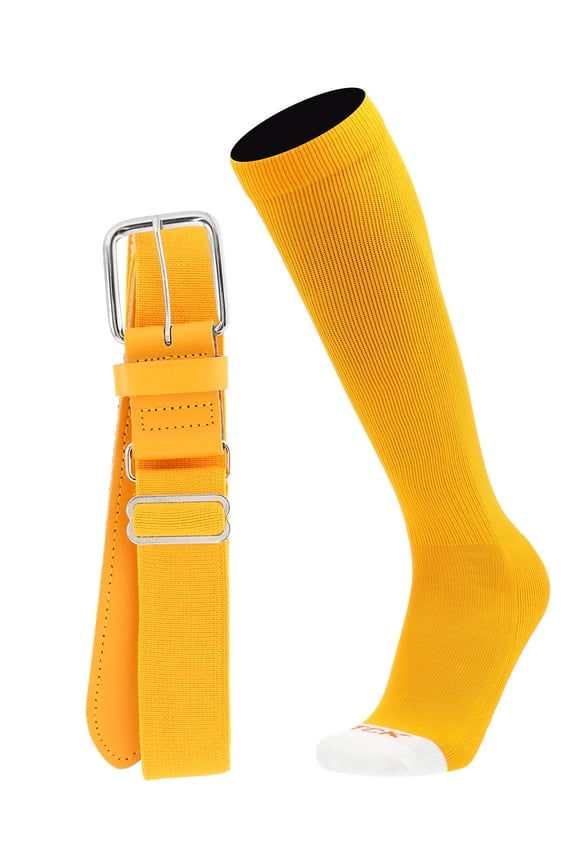 Pro Line Softball Socks and Belt Combo (Gold, Medium)