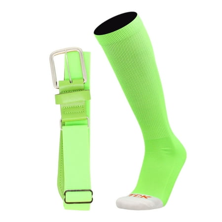 Pro Line Baseball Socks and Belt Combo (Neon Green, Medium)