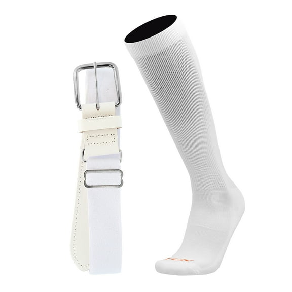 Pro Line Baseball Socks and Belt Combo (White, Large)
