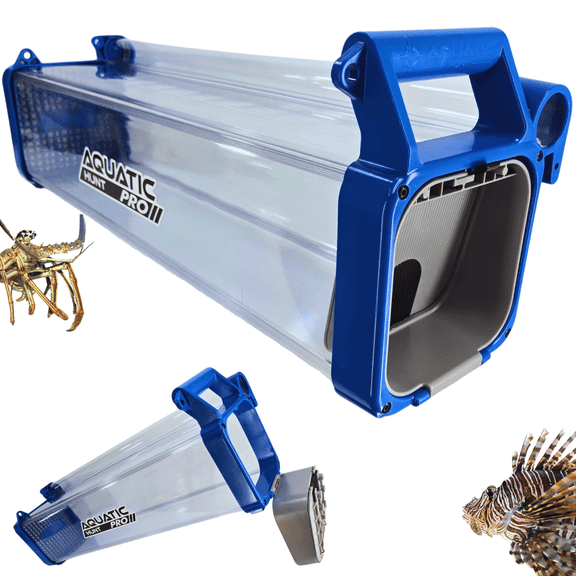 Aquatic Hunt Pro Lionfish Locker High-Capacity Diving Containment Unit, Fast Drainage, Spear Snare Storage, Durable, Blue, 30" length