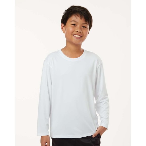 AllPro 48400Y Pro-Lock Youth Performance Long Sleeve T-Shirt-White-S