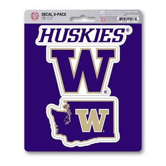 Washington Huskies Decal Die Cut Team 3 Pack