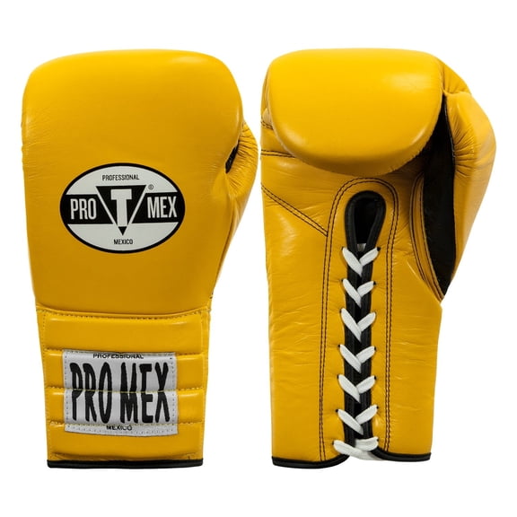 Pro Mex Professional Lace Sparring Boxing Gloves V3.0, 14 oz, Yellow/Black