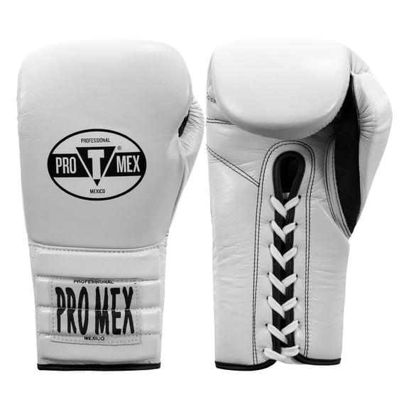 Pro Mex Professional Lace Sparring Boxing Gloves V3.0, 16 oz, White/Black