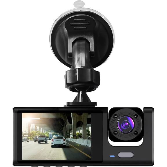 Pro Mountable Car Digital Video Recorder with Front, Cabin and Rear Cameras, FHD 1080p, 120 Wide-Angle Lens, Night Mode, Motion Detection