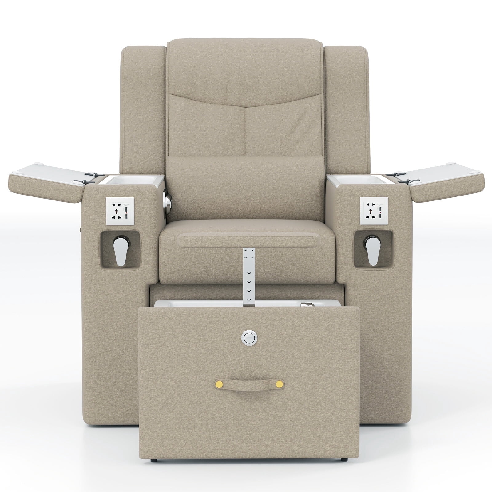 Pro Multifunctional Pedicure Manicure Nail Art Station Salon Beauty Spa Tattoo Massage Chair with Smart Foot Bathtub(Gray)