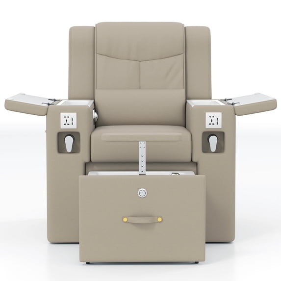 Pro Multifunctional Pedicure Manicure Nail Art Station Salon Beauty Spa Tattoo Massage Chair with Smart Foot Bathtub(Gray)