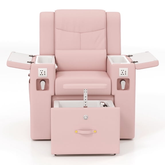 Pro Multifunctional Pedicure Manicure Nail Art Station Salon Beauty Spa Tattoo Massage Chair with Smart Foot Bathtub(Pink)