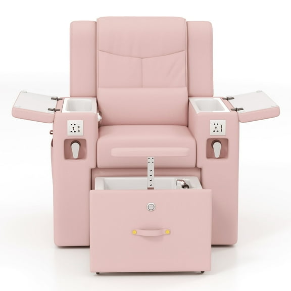 Pro Multifunctional Pedicure Manicure Nail Art Station Salon Beauty Spa Tattoo Massage Chair with Smart Foot Bathtub(Pink)