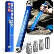 Pro - Offset Extension Wrench Set, 15-Inch Offset Extension Wrench Impact with 1/2", 1/4" & 3/8" Drive Adapters - High Torque Zero Offset Ratchet Extender for Automotive & Hard-to-Reach Spaces 1Set