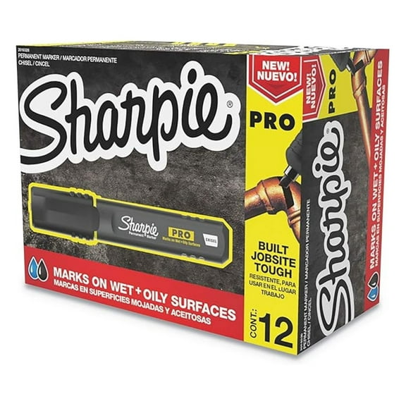 Pro Permanent Marker, Medium, Chisel Tip, Black, 12 Count (2018326)