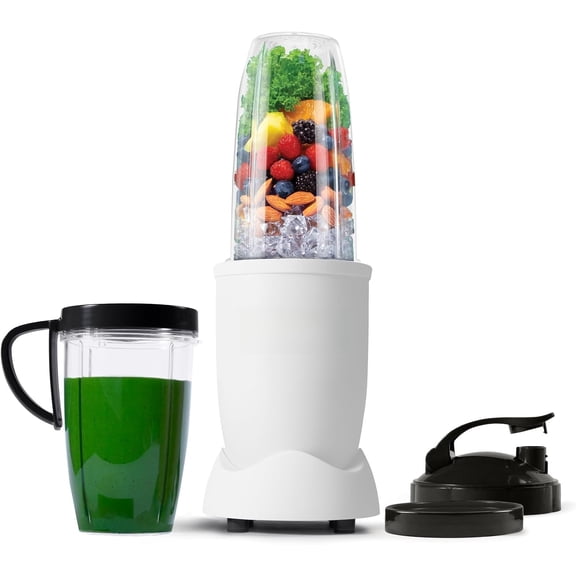 Pro Personal Blender, Shakes, Smoothies, Food Prep, and Frozen Blending, 32 Ounce Cup, 24 Ounce Cup, Flip-top Travel Lid, 900 Watt, Matte White, NB9-0901AW
