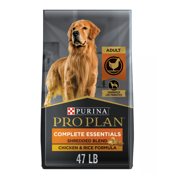 Pro Plan Adult High-Protein Shredded Blend Chicken and Rice Formula Dry Dog Food with Probiotics 47 lb
