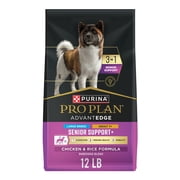 Purina Pro Plan AdvantEDGE Large Breed Senior Support Plus Chicken and Rice Formula Shredded Blend Dry Dog Food for Senior Dogs, 12 lb Bag