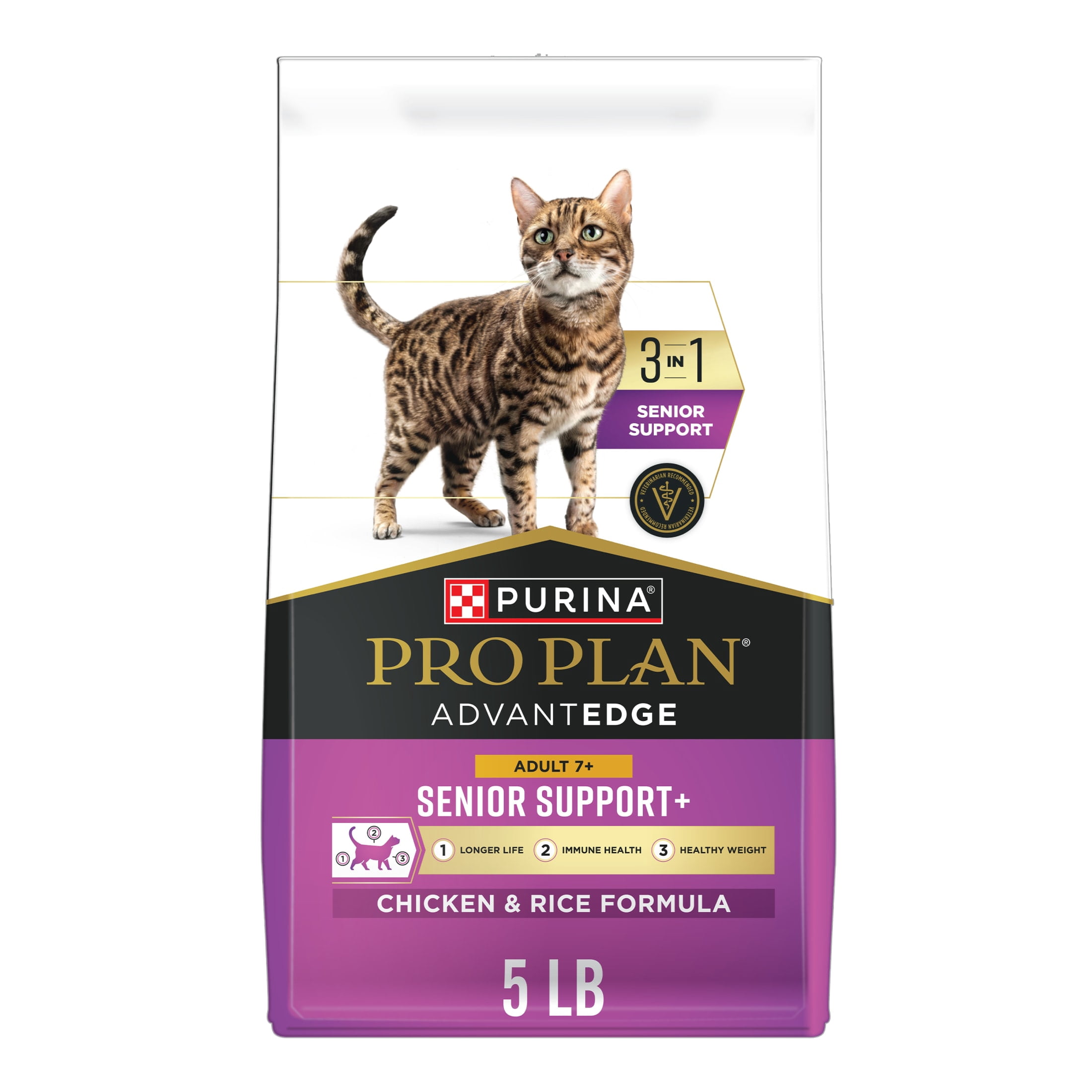 Purina Pro Plan AdvantEDGE Senior Support Plus Adult 7 Plus Chicken and Rice Formula Senior Dry Cat Food, 5 lb.