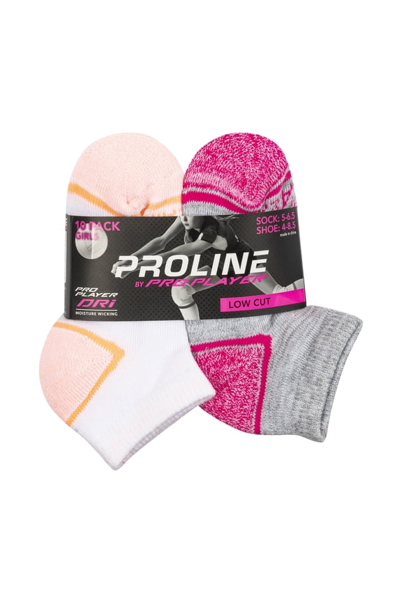 Pro Player Girls Low Cut Athletic Socks 10 Pack, Sizes S-L