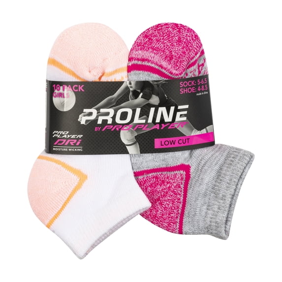 Pro Player Girls Low Cut Athletic Socks 10 Pack, Sizes S-L
