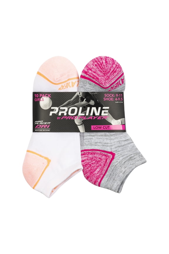 Pro Player Girls Low Cut Athletic Socks 10 Pack, Sizes S-L