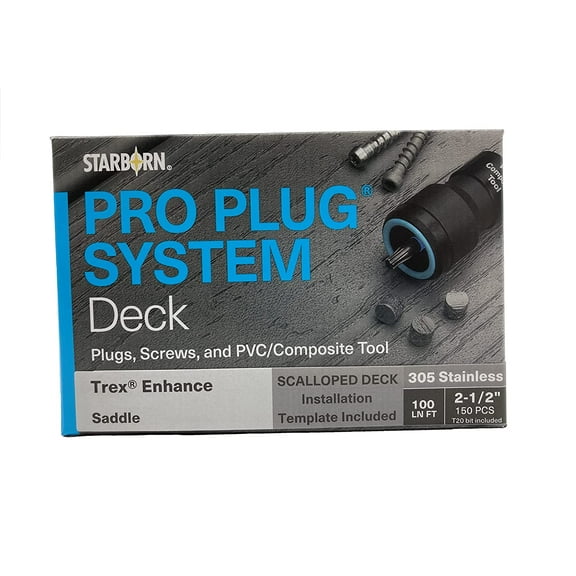 Pro Plug System PXDT633S250 for Trex Enhance Foggy Wharf Decking 100 lin ft with Stainless Steel Screws and Pro Plug Tool