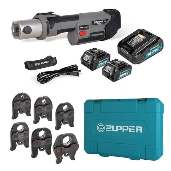 Upgraded Standard Pro Press Tool kit with 6 Copper Pro Press Jaws 1/2" to 2", 2pcs 4AH Battery, Fast Charger & Carrying Case