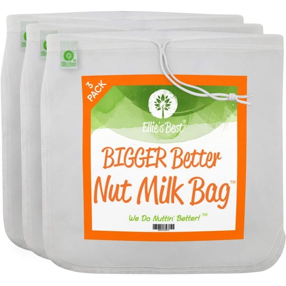 Pro Quality Nut Milk Bag - 3 XL12"X12" Bags - Commercial Grade Reusable All Purpose Food Strainer - Food Grade BPA-Free - Ultra Strong Fine Nylon Mesh - Almond Milk, Juices, Cold Brew Recipes Videos