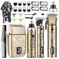 thumbnail image 1 of Rirool Hair Clipper Kit for Men, Professional Cordless Grooming Kit with Zero Gap T-Blade Trimmer, Foil & Nose Trimmer, 12 Guide Combs, LCD Display, 150-Min Runtime, Bronze, 1 of 9