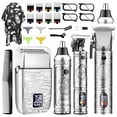thumbnail image 1 of Rirool Hair Clipper Kit for Men, Professional Cordless Grooming Kit with Zero Gap T-Blade Trimmer, Foil & Nose Trimmer, 12 Guide Combs, LCD Display, 150-Min Runtime, Silver, 1 of 9