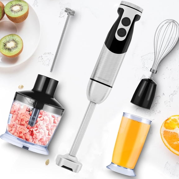 Pro Reinforced 5-in-1 Immersion Hand Blender, Powerful Motor with 80% Sharper Blades, 12-Speed Corded Blender (Black)