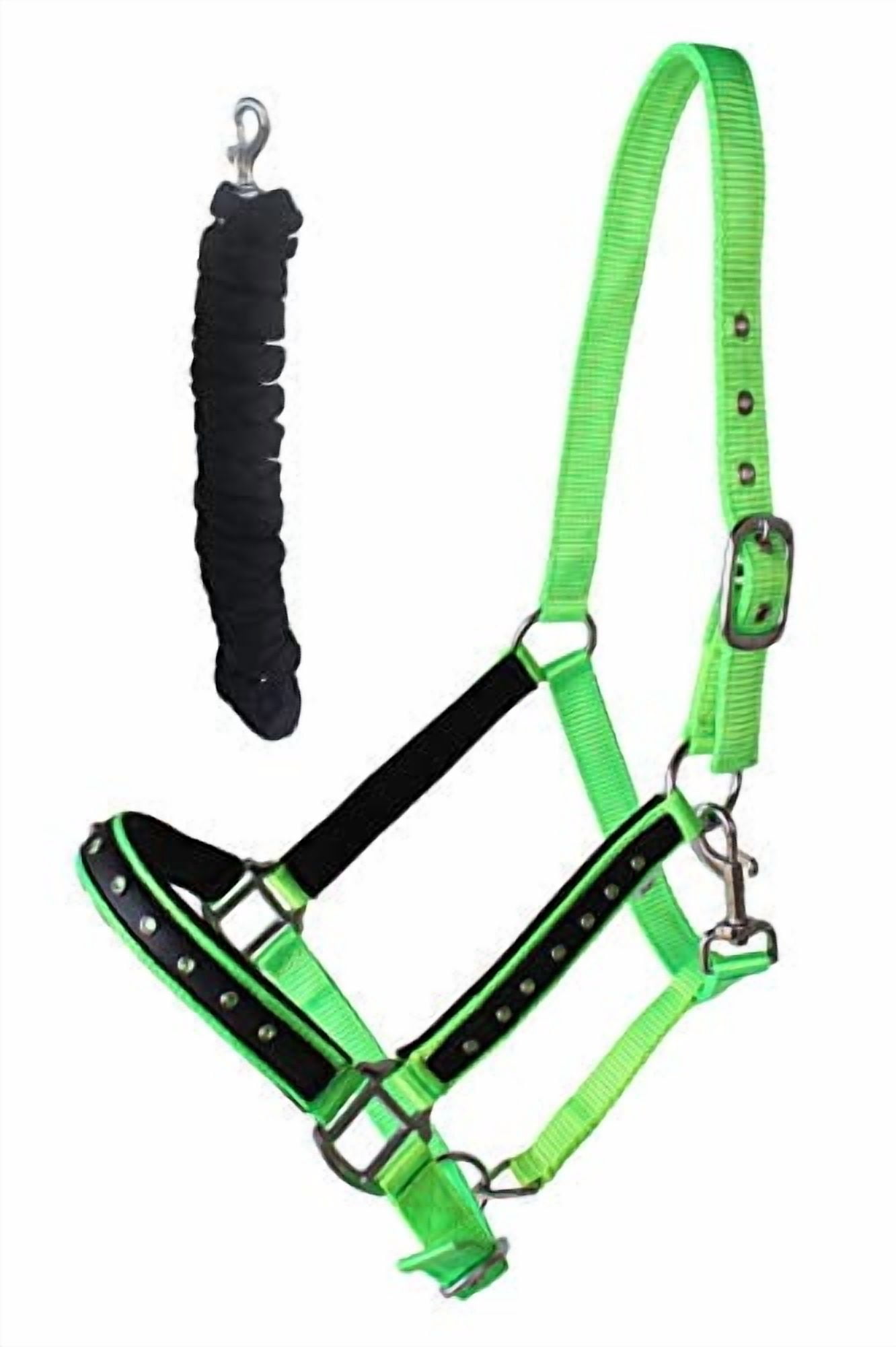 Ss Tack Pro Rider Nylon Horse Nylon Padded Halter with SS Hardware Lead Rope ...