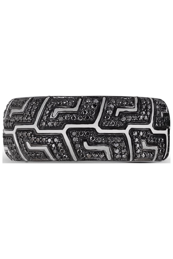 Pro Rider Tire Tread Sterling Silver & Black Diamond Ring