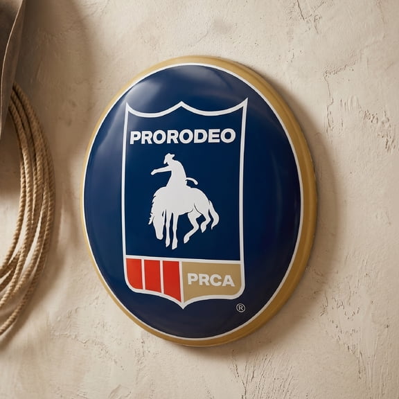 Pro Rodeo Shield Metal Dome Wall Art Sign 15 Inch Cowboy Silhouette Western Decor Rustic Country Wall Decor for Living Room, Ranch, Farmhouse, Porch, Office