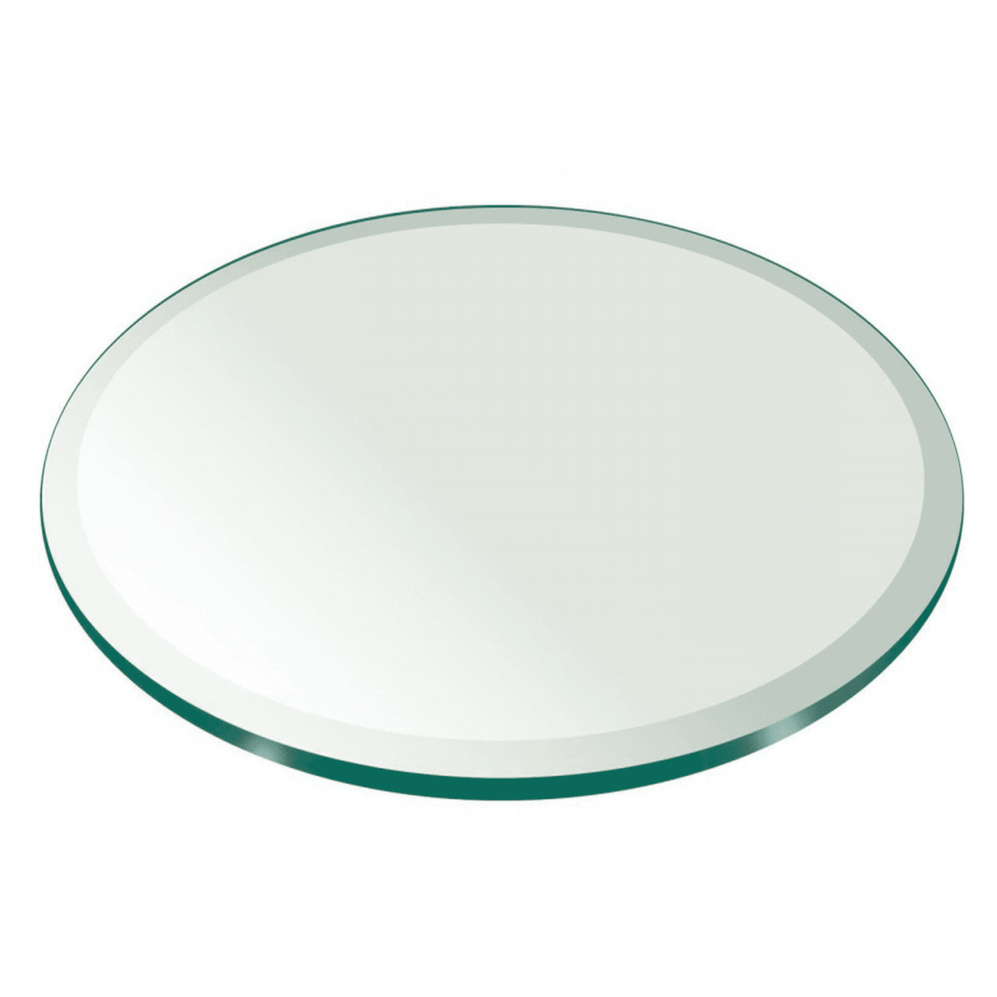 24" Round Clear Tempered Glass Table Top with Beveled Edge