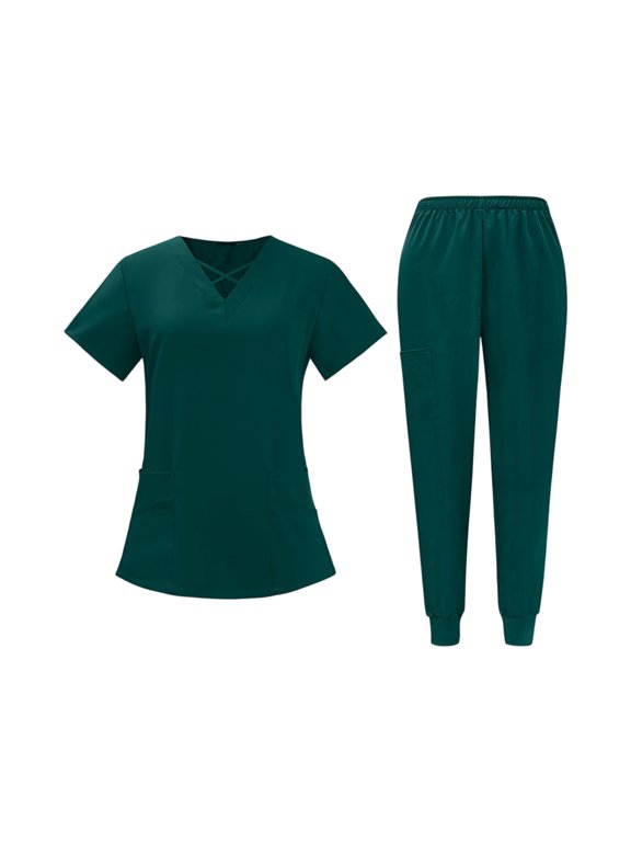 Pro Scrubs for Women - Sweetheart V-Neck Scrub Top(Dark Green2XL)