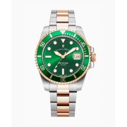 Jacques du Manoir Pro Scuba 43mm Green Dial, Two-Tone Steel Bracelet Rose Gold - Silver