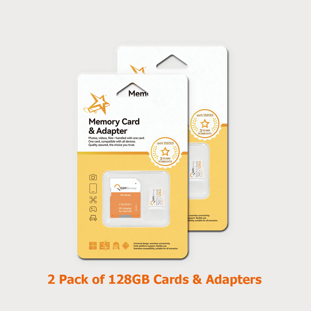 Pro-Series 128GB Micro SD Card | U3 Class10 V30 UHS-I MicroSDXC Flash Memory Card with Adapter for Nintendo Switch, Drone, 4K Video Camera, Phone (2 Pack)